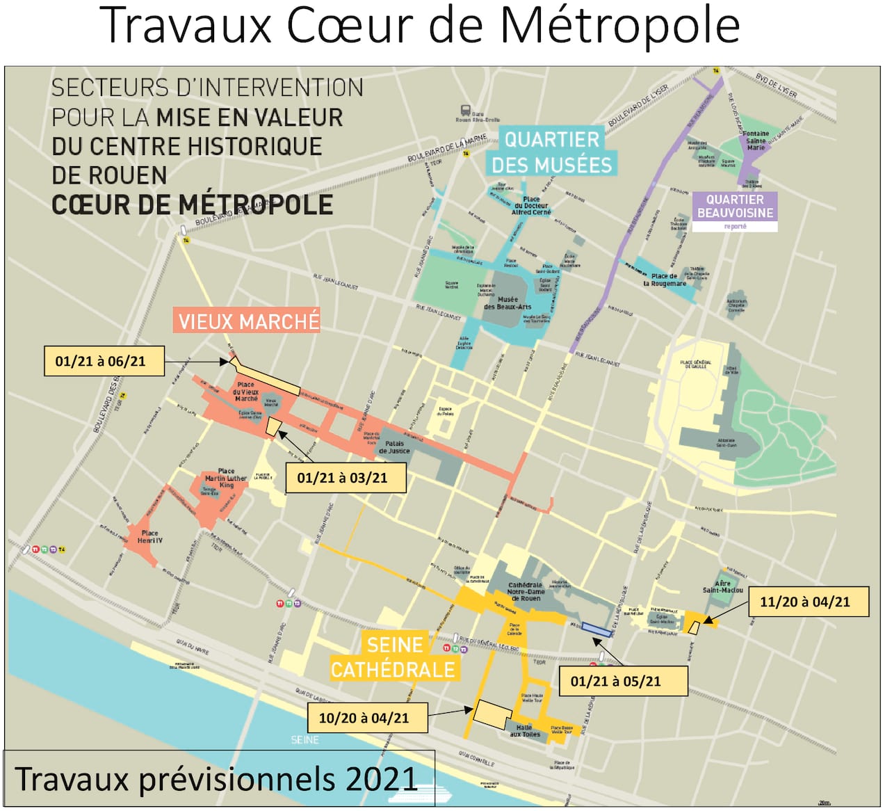 Les travaux actuels Coeur de Métropole - Mars 2021